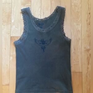 Brandy Melville green lace tank top